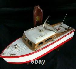 1950's Wooden Model Boat Battery Power Japan Windshield Lights Works! Cruiser