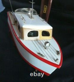 1950's Wooden Model Boat Battery Power Japan Windshield Lights Works! Cruiser