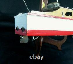 1950's Wooden Model Boat Battery Power Japan Windshield Lights Works! Cruiser