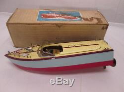1950s Wood Boat Model Japan MSK Inboard wOriginal Box Yellow and Brown Color