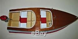 1955 Ideal Barracuda Runabout Wood Model Boat Motor Stand Hand Built