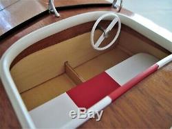 1955 Ideal Barracuda Runabout Wood Model Boat Motor Stand Hand Built