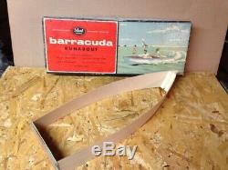 1955 Ideal Barracuda Runabout Wood Model Boat Motor Stand Hand Built