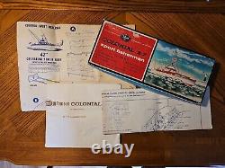 1957 Ideal Colonial 37 Sport Fisherman Wooden Boat Model Original Box with plans