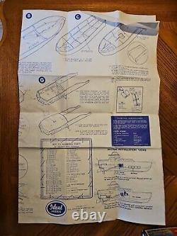 1957 Ideal Colonial 37 Sport Fisherman Wooden Boat Model Original Box with plans