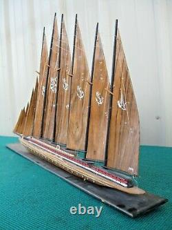 1960's Vintage Large 33 Wood Sailboat Ship Model Ayhan Boat Shop Sinop Turkey