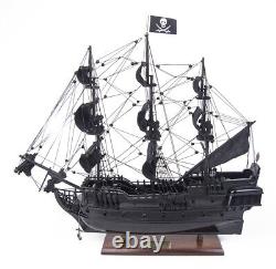 20 Inch Black Pearl Pirate Ship Small Wooden Wood Boat Model Replica New