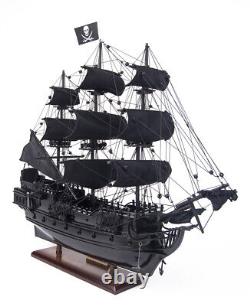 20 Inch Black Pearl Pirate Ship Small Wooden Wood Boat Model Replica New