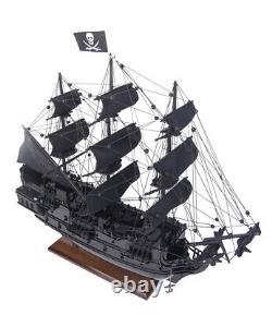 20 Inch Black Pearl Pirate Ship Small Wooden Wood Boat Model Replica New