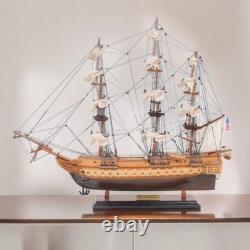 20 Wood Brown Solid Wood Hand Painted 1797 USS Constitution Small Model Boat