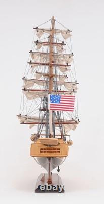 20 Wood Brown Solid Wood Hand Painted 1797 USS Constitution Small Model Boat