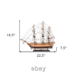 20 Wood Brown Solid Wood Hand Painted 1797 USS Constitution Small Model Boat