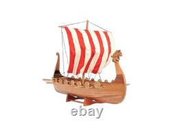 20 Wood Brown Solid Wood Hand Painted Model Boat Tabletop Sculpture