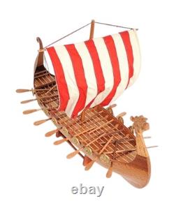 20 Wood Brown Solid Wood Hand Painted Model Boat Tabletop Sculpture