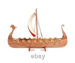 20 Wood Brown Solid Wood Hand Painted Model Boat Tabletop Sculpture