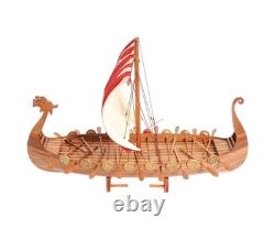 20 Wood Brown Solid Wood Hand Painted Model Boat Tabletop Sculpture