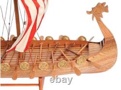 20 Wood Brown Solid Wood Hand Painted Model Boat Tabletop Sculpture