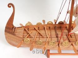 20 Wood Brown Solid Wood Hand Painted Model Boat Tabletop Sculpture
