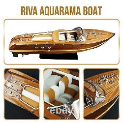 21 Riva Aquarama Speed Boat Model Brown Wooden Ship Model Top Shelf Decoration