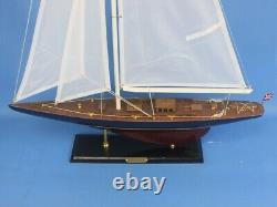 24-Inch Wood MODEL SAILBOAT Endeavour Yacht Boat Wood Replica Nautical Decor New