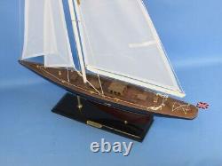 24-Inch Wood MODEL SAILBOAT Endeavour Yacht Boat Wood Replica Nautical Decor New