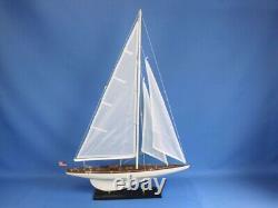 24 White Wood MODEL SAILBOAT Intrepid Sailing Yacht Boat Nautical Home Decor