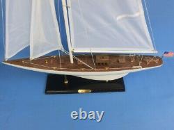 24 White Wood MODEL SAILBOAT Intrepid Sailing Yacht Boat Nautical Home Decor
