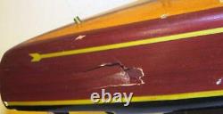 24 Wooden Model of a 1938 Chris-Craft Triple Cockpit Speed Boat Runabout