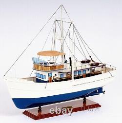 25-Inch Assembled FISHING BOAT MODEL Dickie Walker Wood Ship Home Display Decor