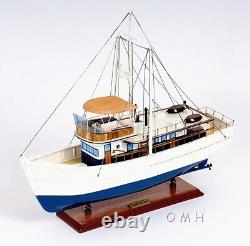 25-Inch Assembled FISHING BOAT MODEL Dickie Walker Wood Ship Home Display Decor