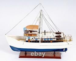 25-Inch Assembled FISHING BOAT MODEL Dickie Walker Wood Ship Home Display Decor