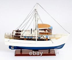 25-Inch Assembled FISHING BOAT MODEL Dickie Walker Wood Ship Home Display Decor