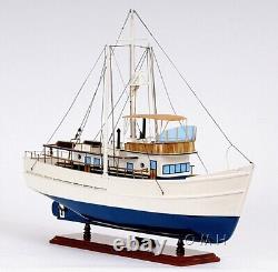 25-Inch Assembled FISHING BOAT MODEL Dickie Walker Wood Ship Home Display Decor