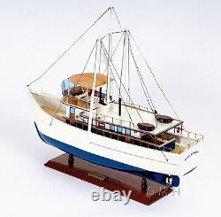 25-Inch Assembled FISHING BOAT MODEL Dickie Walker Wood Ship Home Display Decor