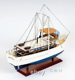 25-Inch Assembled FISHING BOAT MODEL Dickie Walker Wood Ship Home Display Decor