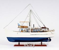 25-Inch Assembled FISHING BOAT MODEL Dickie Walker Wood Ship Home Display Decor