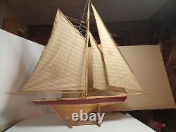 25 Inch Enterprises Sm Sailboat Model America Cup Wooden Wood Boat Replica