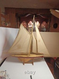 25 Inch Enterprises Sm Sailboat Model America Cup Wooden Wood Boat Replica