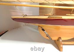 25 Inch Enterprises Sm Sailboat Model America Cup Wooden Wood Boat Replica