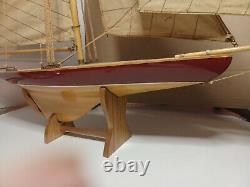 25 Inch Enterprises Sm Sailboat Model America Cup Wooden Wood Boat Replica