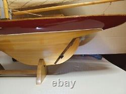 25 Inch Enterprises Sm Sailboat Model America Cup Wooden Wood Boat Replica