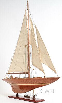 25 Inch Enterprises Sm Sailboat Model America Cup Wooden Wood Boat Replica New