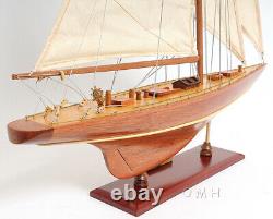 25 Inch Enterprises Sm Sailboat Model America Cup Wooden Wood Boat Replica New