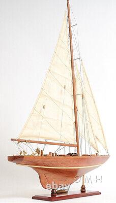 25 Inch Enterprises Sm Sailboat Model America Cup Wooden Wood Boat Replica New