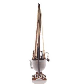 27 Wood Brown Solid Wood Hand Painted Dhow Medium Model Boat