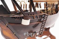 27 Wood Brown Solid Wood Hand Painted Dhow Medium Model Boat