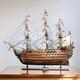 27 Wood Brown Solid Wood Hand Painted Model Boat Tabletop Sculpture