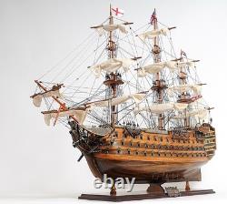 27 Wood Brown Solid Wood Hand Painted Model Boat Tabletop Sculpture