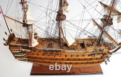27 Wood Brown Solid Wood Hand Painted Model Boat Tabletop Sculpture
