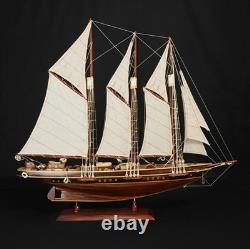 28 Wooden Sailboat Model Atlantic Schooner, Handmade Sailing Yacht Ship Replic